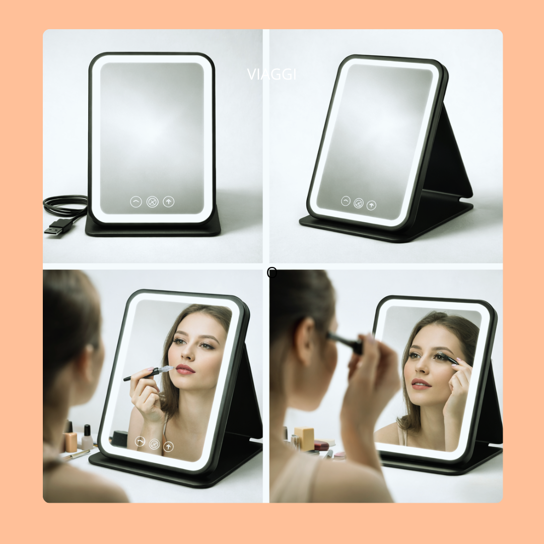 🪞 SPECCHIO PER TRUCCO DIMMERABILE A LED 3 COLORI