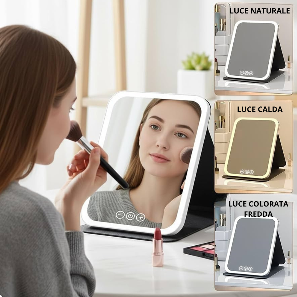🪞 SPECCHIO LED PROFESSIONALE-TRUCCO PERFETTO IN OGNI LUCE!